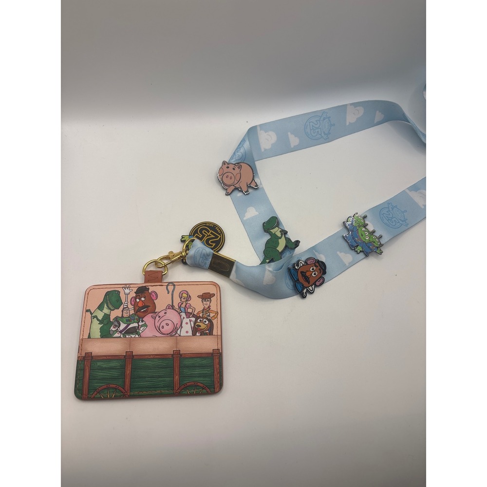 Loungefly Toy Story 25th Anniversary Lanyard Card Holder with 4 Enamel Pins Blue